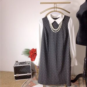 Navy and white conservative dress ensemble